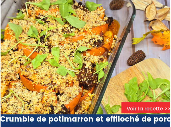 Crumble de potimarron et effiloché de porc